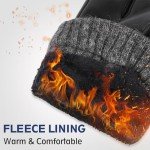 Men's Black Leather Touchscreen Winter Gloves