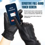 Men's Black Sheepskin Leather Winter Touchscreen Gloves