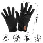 Men's Warm Touchscreen Thermal Winter Gloves - Black