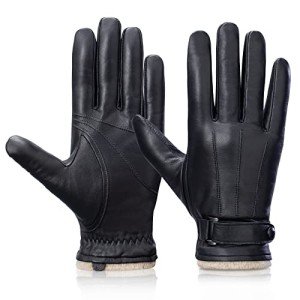 Men's Winter Sheepskin Leather Gloves with Cashmere Lining