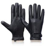 Men's Winter Sheepskin Leather Gloves with Cashmere Lining