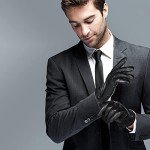 Men's Winter Sheepskin Leather Gloves with Cashmere Lining