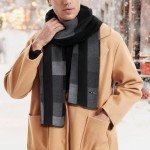 Men's Winter Tartan Cashmere-Like Knitted Scarf