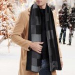 Men's Winter Tartan Cashmere-Like Knitted Scarf
