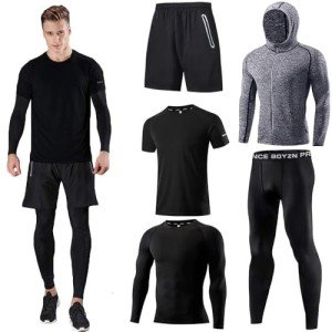 Men's 5-Piece Athletic Running Set - Black