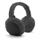 Foldable Ear Warmers - Plush Faux Fur Muff (Black)