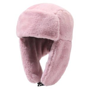 Men's Faux Fur Russian Ushanka Hat - Pink