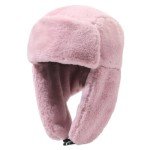 Men's Faux Fur Russian Ushanka Hat - Pink