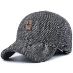 Men's Wool Tweed Baseball Cap with Earmuffs (Gray)