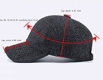 Men's Wool Tweed Baseball Cap with Earmuffs (Gray)