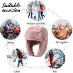 Men's Faux Fur Russian Ushanka Hat - Pink