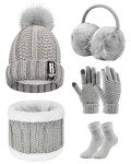 Men's 5PCS Winter Warm Beanie, Scarf & Gloves Set