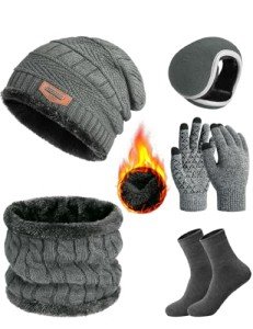 Men's Warm Winter Beanie, Scarf & Gloves Set