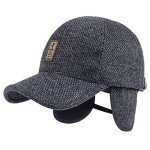 Men's Wool Tweed Baseball Cap with Earmuffs (Gray)