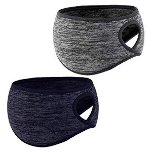 Men's Stretchy Ear Warmers & Headband Set – Gray/Dark Blue