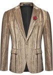 Men’s Vintage Print Velvet Tuxedo Jacket - Camel