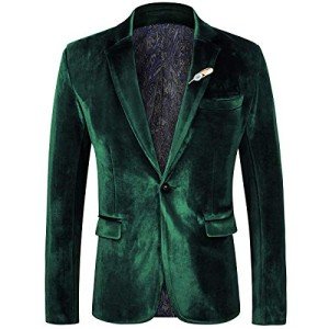 Men's Slim Fit Green Velvet Blazer Jacket