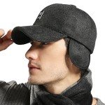 Men's Winter Wool Tweed Baseball Cap with Earmuffs