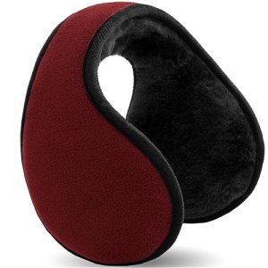 GoxRunx Polar Fleece Earmuffs for Men - Wine Red