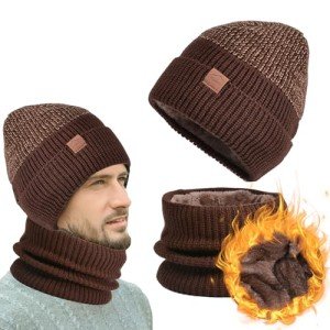 Men's Acrylic Knitted Beanie and Scarf Set