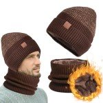 Men's Acrylic Knitted Beanie and Scarf Set