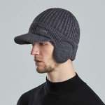 Men's Warm Chunky Cable Knit Earmuff Hat