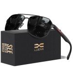 Men's Polarized Square Aviator Sunglasses - Black