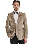 Men’s Vintage Print Velvet Tuxedo Jacket - Camel