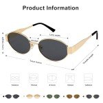 Retro Oval Sunglasses with UV400 Protection - Gold/Grey