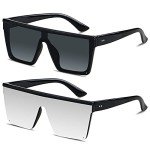 Oversized Square Sunglasses for Men and Women - 2 Pack