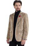 Men’s Vintage Print Velvet Tuxedo Jacket - Camel