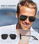Men's Polarized Square Aviator Sunglasses - Black Frame