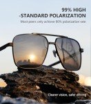 Men's Polarized Square Aviator Sunglasses - Black Frame