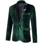 Green Velvet Slim Fit Tuxedo Blazer for Men