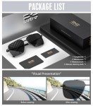 Men's Polarized Square Aviator Sunglasses - Black Frame