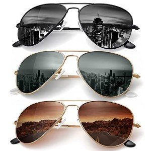 KALIYADI Classic Polarized Aviator Sunglasses - 3 Pack