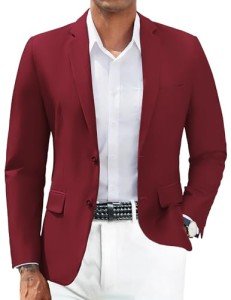 Men's Casual Slim Fit Blazer - Wine Red