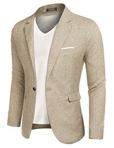 Men's Slim Fit Light Khaki Blazer Jacket