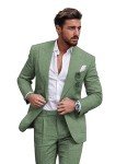 Dusty Blue Slim Fit Linen Suit for Men