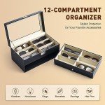 Men's Leather Sunglasses Organizer with 12 Slots