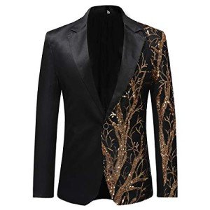 Men's Black Sequined Tux Blazer for Parties
