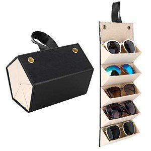Travel Sunglasses Organizer with 5 Slots - Black