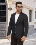 Lightweight Men's Herringbone Blazer Jacket - Black