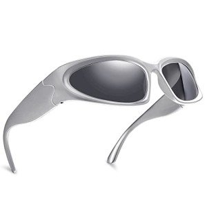 Trendy Y2K Wraparound Oval Sunglasses for Men