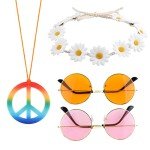 4-Piece Hippie Costume Set with Accessories