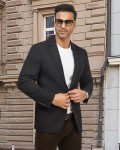 Lightweight Men's Herringbone Blazer Jacket - Black