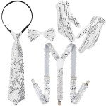 Shiny Silver Sequin Costume Set for Men