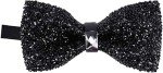 Black Rhinestone Pre-Tied Bow Tie for Men