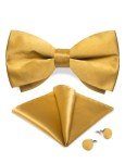 Men's Satin Bow Tie, Pocket Square & Cufflinks Set