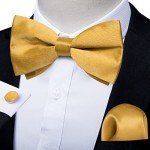 Men's Satin Bow Tie, Pocket Square & Cufflinks Set